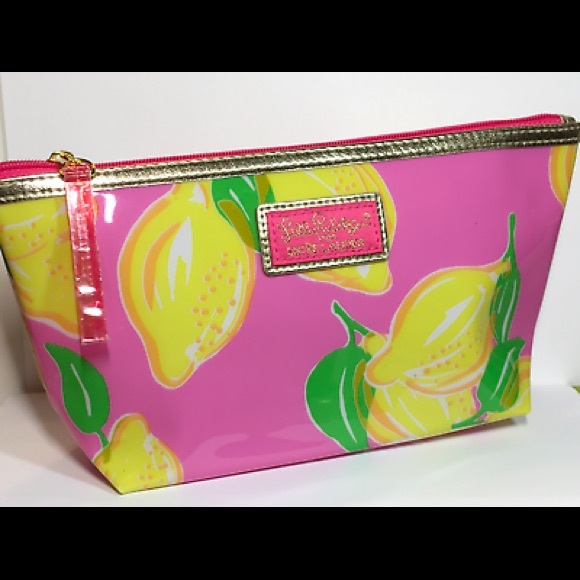 Lilly Pulitzer for Estée Lauder Lemons Print Cosmetic Makeup Bag NEW - Picture 2 of 10